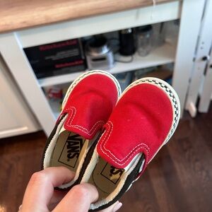 Vans Kids Red Canvas Slip-On Sneakers
